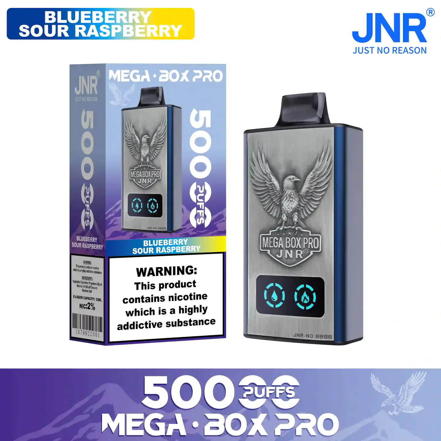 Blueberry Sour Raspberry-JNR Mega Box Pro 50000 Puffs Disposable Vape (8)