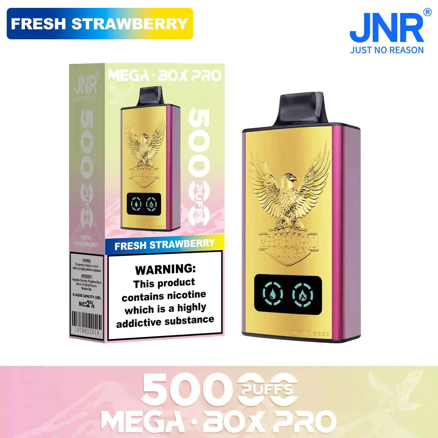 Fresh Strawberry-JNR Mega Box Pro 50000 Puffs Disposable Vape (14)