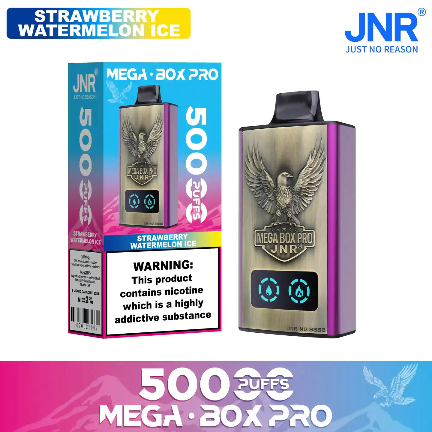 Strawberry Watermelon Ice-JNR Mega Box Pro 50000 Puffs Disposable Vape (19)
