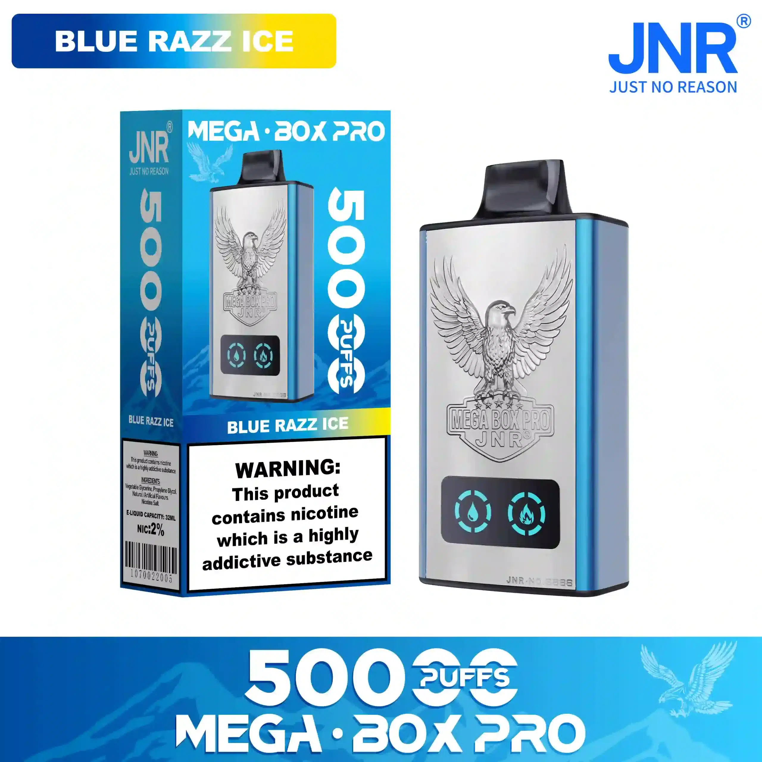 Blue Razz Cherry - JNR Puff Mega Box Pro 50K | 50000 Puffs Disposable Vape