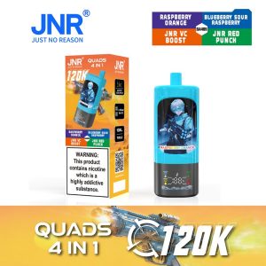 JNR Quads 120K – Raspberry Orange + Blueberry Sour Raspberry + JNR VC Boost + JNR Red Punch