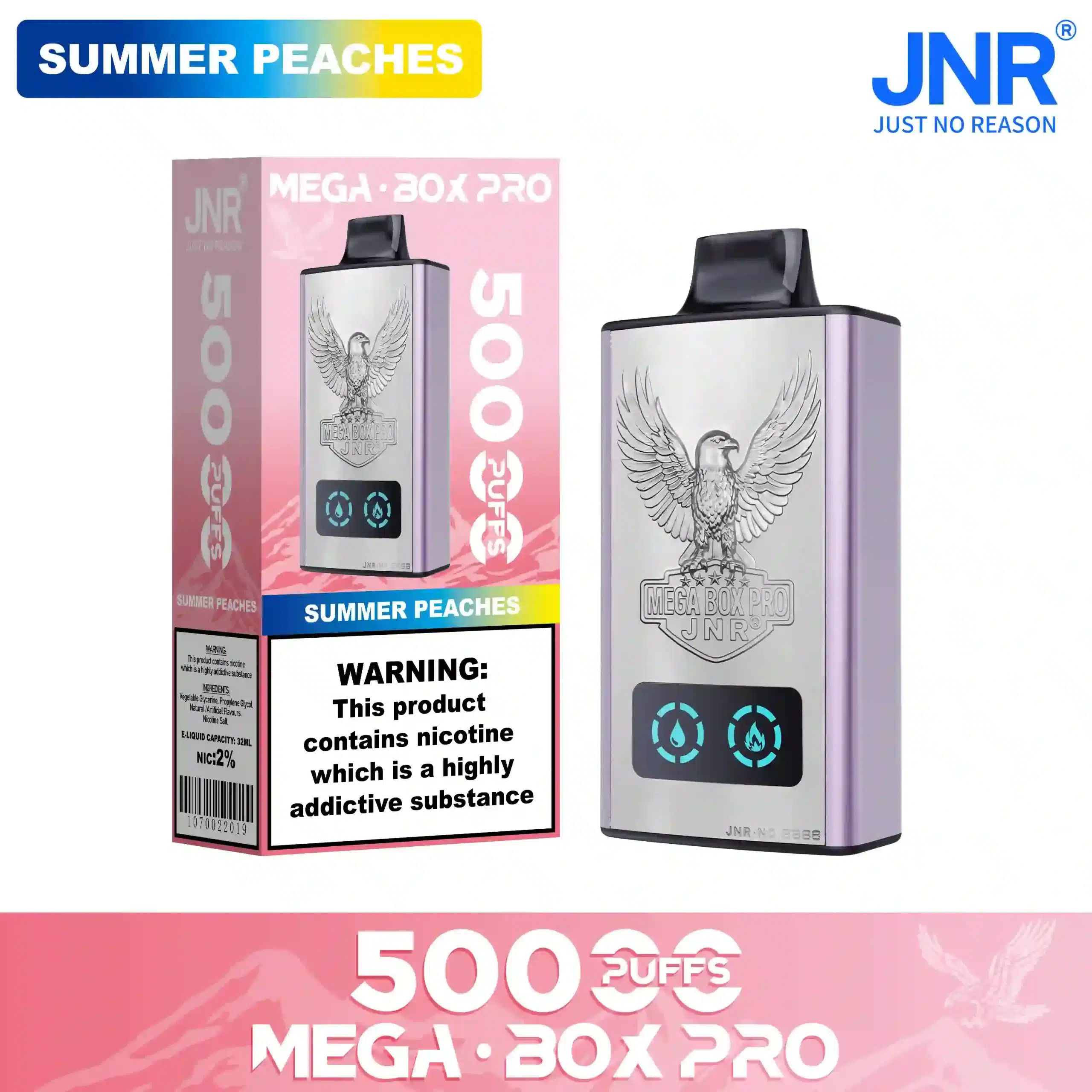 Summer Peaches - JNR Puff Mega Box Pro 50K | 50000 Puffs Disposable Vape
